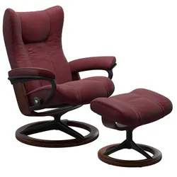 Stressless Sessel mit Hocker Wing Signature Leder Rot Batick Bordeaux M (Medium)