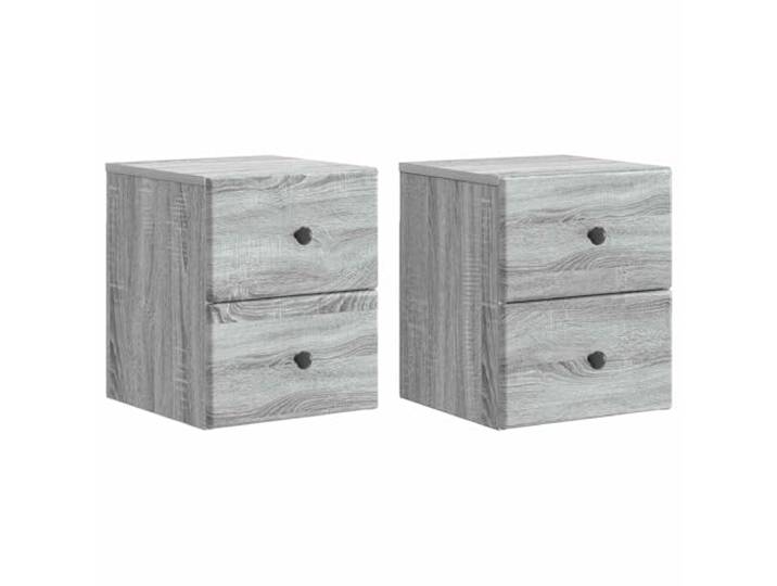 KUTYWEXFM 2er Set Nachttisch Wandmontiert Graues Sonoma 34,5x33x40 cm Platzeffiziente Schwebekonsolen fürs Schlafzimmer aus Holzwerkstoff bieten praktischen Stauraum direkt neben dem Bett.