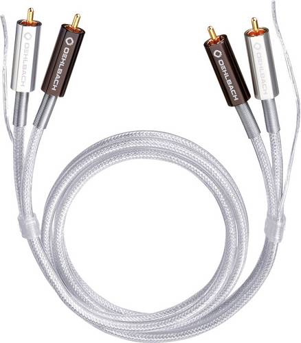Oehlbach Cinch Audio Anschlusskabel [2x Cinch-Stecker - 2x Cinch-Stecker] 0.50m Transparent vergoldete Steckkontakte Silver