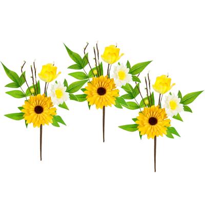 Kunstzweig I.GE.A. "Dekozweig Gerbera Margeriten", gelb, B:14cm H:24cm L:6cm, Polyester, Kunstpflanzen, Kunstzweig, 3er Set Zweig Einzelblumen Kunstblumen Blumen Dekozweige
