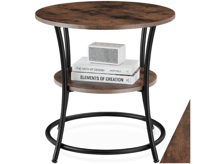 Table d’appoint Saint Louis 55x56cm - Bois foncé industriel, rustique
