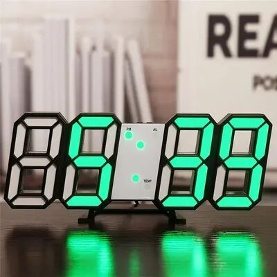 Perfect Picks Market LED Digital Wall Clock With USB Power, Luminous Display & Multifunction LED Wall Clock black Green