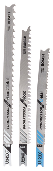 Bosch 3-tlg. Stichsägeblatt-Set, U-Schaft, Progressor for Wood and Metal 2607010516
