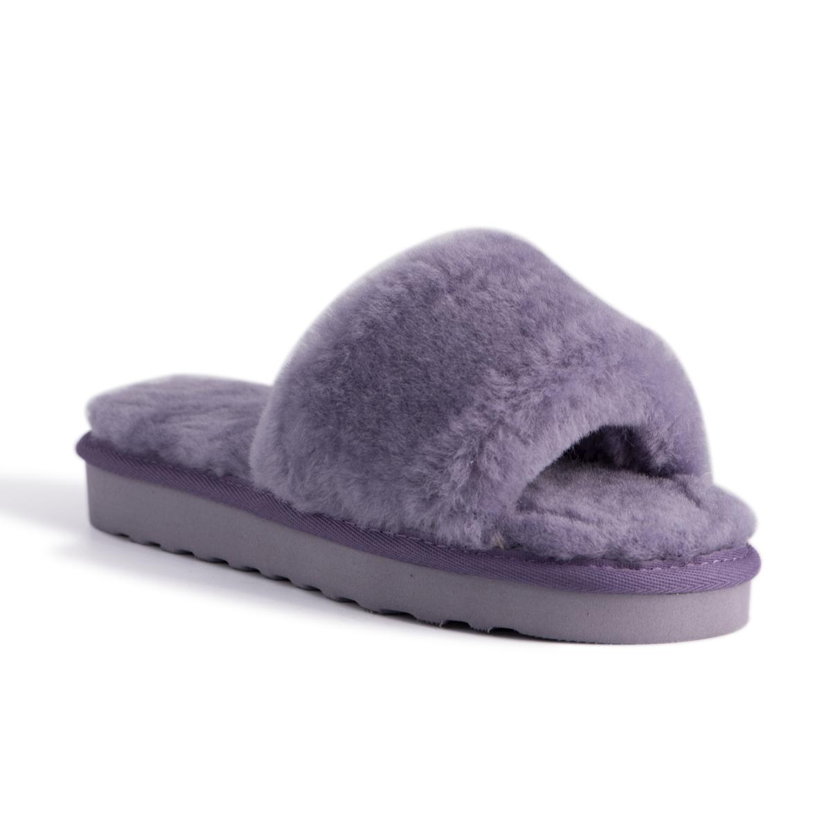 Aus Wooli Australia Womens Schapenvacht Fluff Slippers Paars