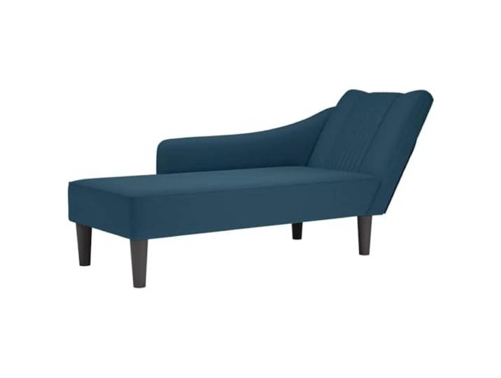 Langer Sessel, Velours, blau, mit Armlehne, rechts, Schaumstoff, hohe Weicher Samt, widerstandsfähiger Schaumstoff, Armlehne rechts, blauer Farbton, Wohnzimmer, Schlafzimmer, Büro
