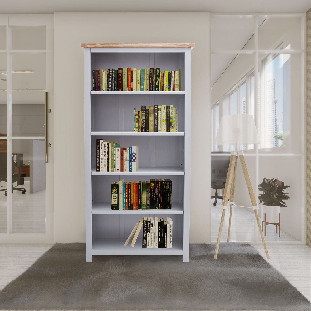 Marlow Home Co. Millett 180cm H x 90cm W Standard Bookcase Grey 180cm H X 90cm W X 30cm D