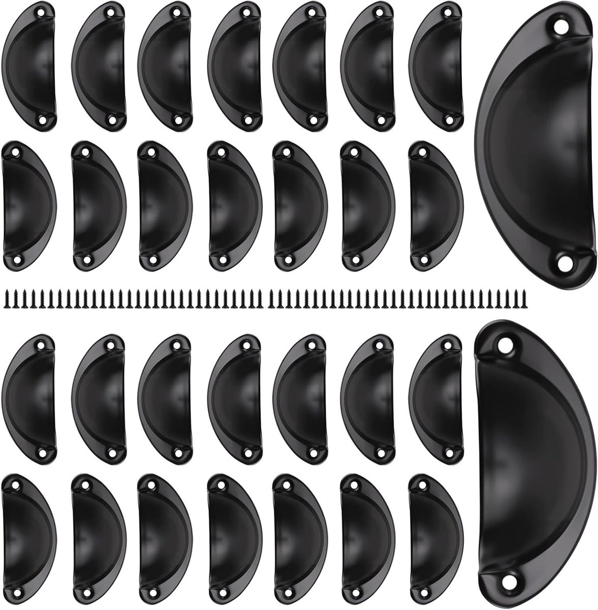Halve Maan Kastgrepen Shell Cup - Zwart - 81 x 35 mm
