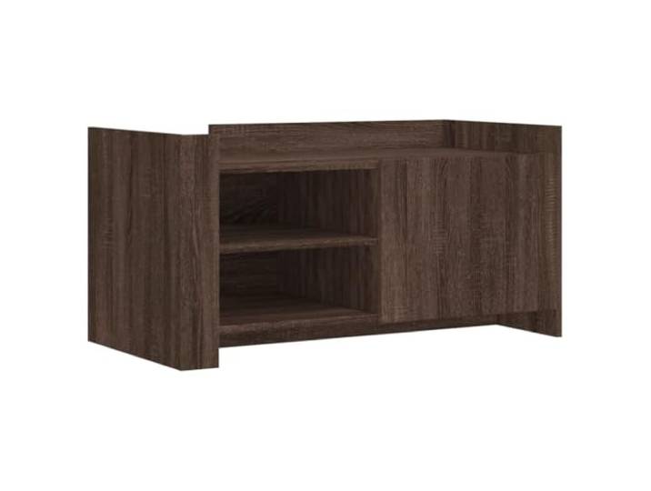 fsahslih Couchtisch Eichen-Optik 100x50x50cm Holzwerkstoff Wohnzimmertisch Stilvoller Beistelltisch in brauner Eichen-Optik mit flexibler Tür und reichlich Stauraum für das moderne Wohnzimmer.