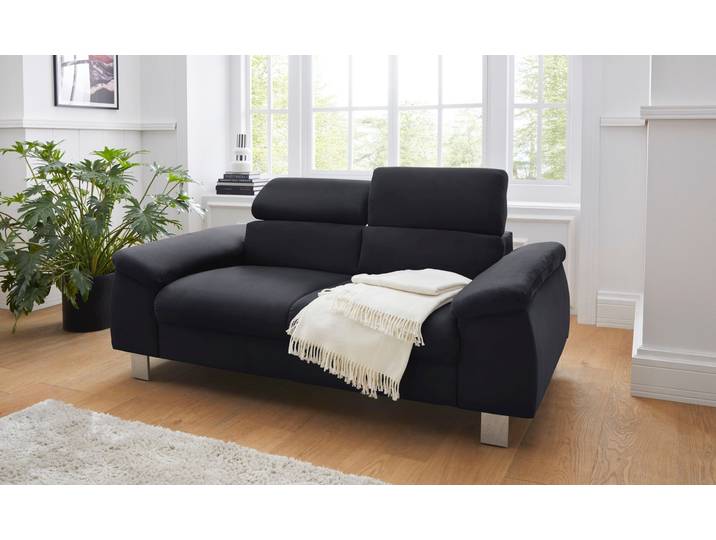 2-Sitzer Sofa, Microfaser PRIMABELLE, Lava, 177×104 cm, Mit Kopfteilverstellung, Cotta