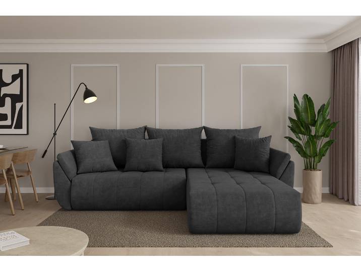 ALTDECOR Ecksofa mit Schlaffunktion und Bettkasten - TOKO-L - 277x194x86 - Dunkelgrau - Corner Sofa Eckcouch Couch L-Form, links/rechts angeordnet, Schlafcouch Ausziehbar Wohnlandschaft