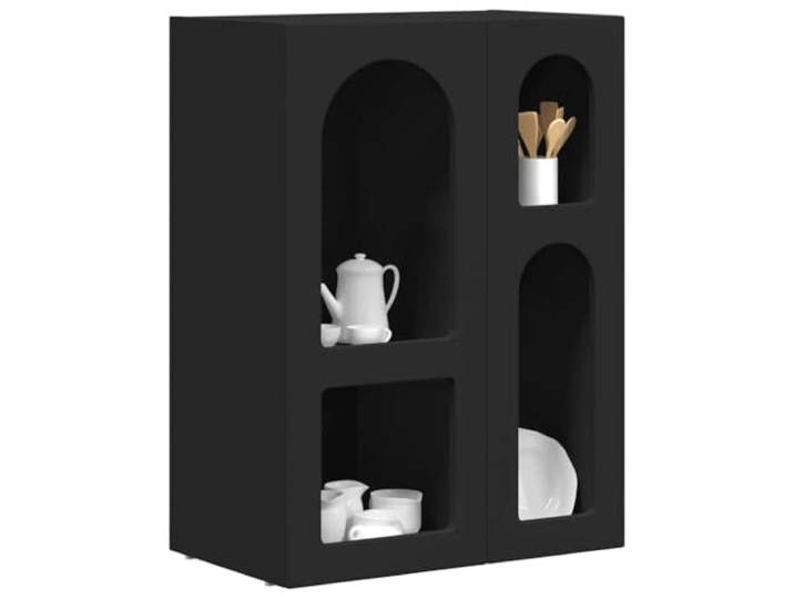 KTHLBRH Sideboard ELST schwarz 59 x 35 x 80,5 cm Mehrschichtiges Holz, geschlossene Türen, großer Innenraum, minimalistisches Design