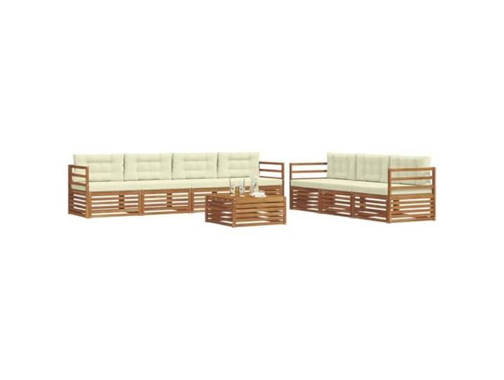 KTHLBRH Sofa-Set für den Außenbereich, mit Kissen, 8 Stück, Natur, Creme Ecksofa, Terrassenmöbel, witterungsbeständig, leicht zu reinigen
