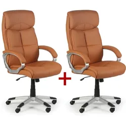 Leder-Bürosessel FOSTER 1+1 GRATIS, braun