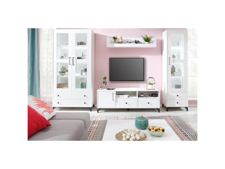 Wohnzimmer-Set Wohnzimmer Set – 5 Teile – BERGEN System – Weiß