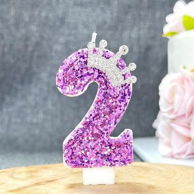 Uplift Treasures Purple Number Birthday Cake Candle 2