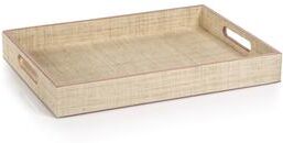 Zodax Reggio Natural Fiber Raffia Tray with Leather Trim