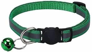 Uplift Essentials Reflective Safety Breakaway Cat Collar High Visibility Newborn Puppy & Kitten ID Ring green