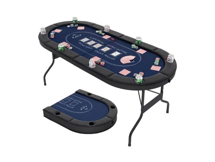 COSTWAY Spieltisch, Pokertisch, klappbar 182 x 82 x 75 cm für 8 Spieler
