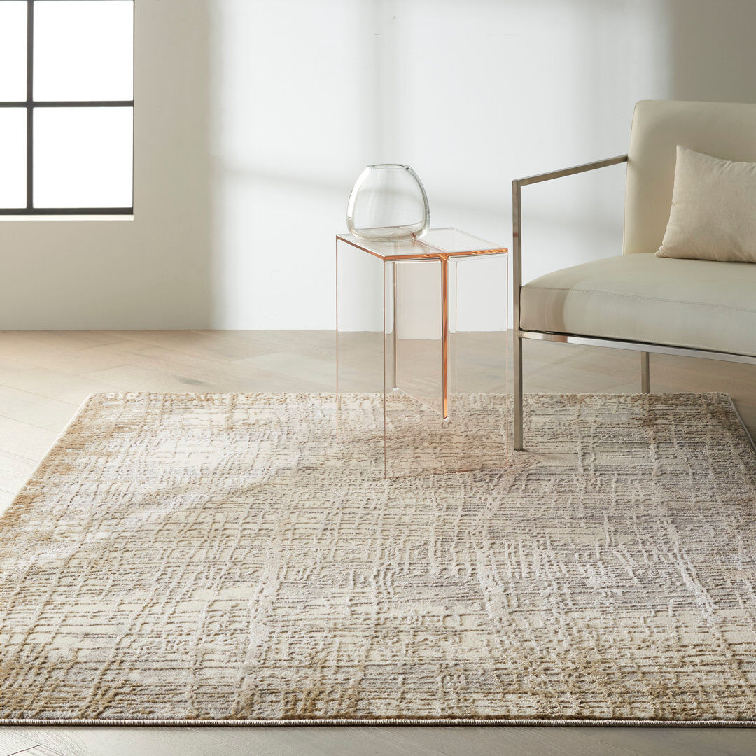 Calvin Klein Rush Abstract Area Rug Ivory/Taupe Rectangle 122cm x 183cm