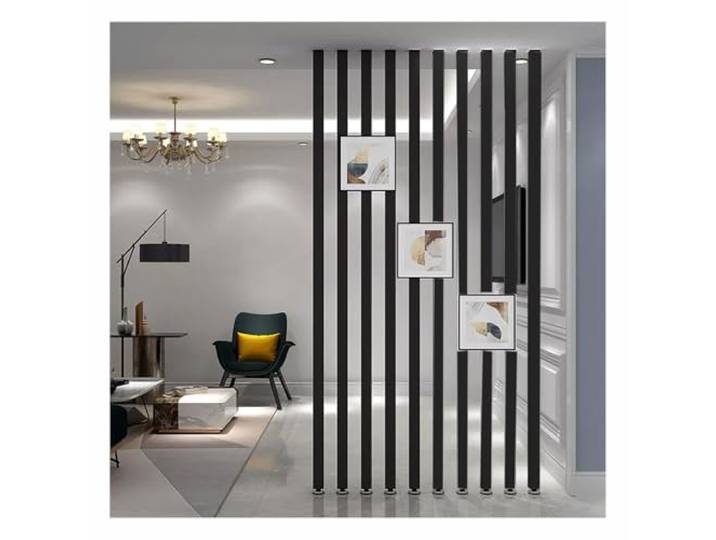Paravent Raumteiler Innen Trennwand， Raumtrenner Boden bis Decke Holzimitat， Paravent Trennwand Pfosten Wohnbereich Einfach Modern Eingang Restaurant Hohle Deko-Säule(6root,225cm/88.5in/7.38ft)