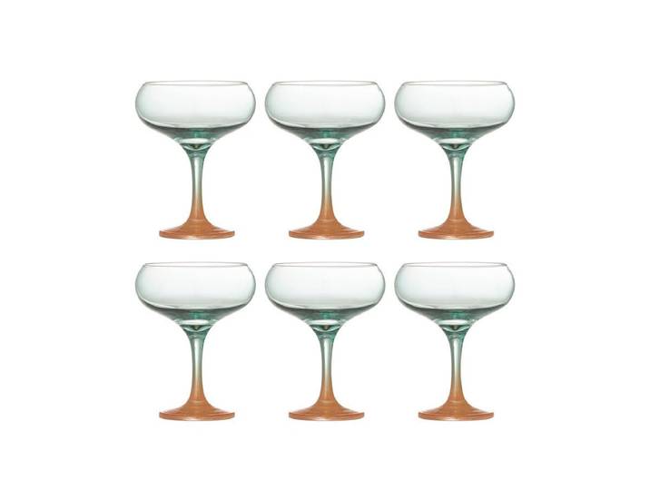Cocktailgläser Ozeana – Gläser mit dezent bernstein- und türkisfarbene Akzente(6er-Set) - Grün-Orange - Luxusbetten24