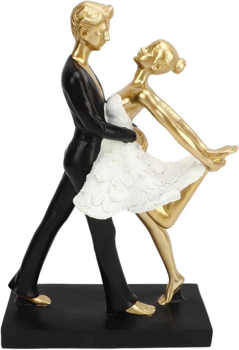 Dansend Paar Beeld - Abstracte Figuren - Goud - Hoogte: 27.5 cm
