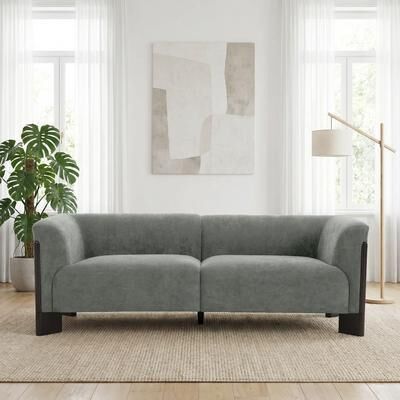 Uixe Mid-Century Tuxedo Arm Roomy Barrel Chair Oversized Loveseat Sofa