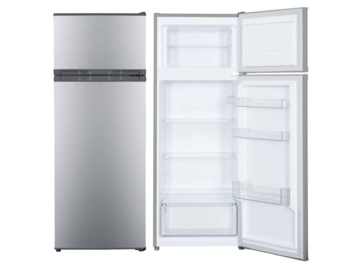 PKM Kühl-Gefrierkombination GK212W 206L Nutzinhalt 4**** Gefrierfach Höhe 143cm Breite 55cm Leiser Betrieb 40dB Sparsame LED-Beleuchtung Energieverbrauch 172 kWh/Jahr Silber