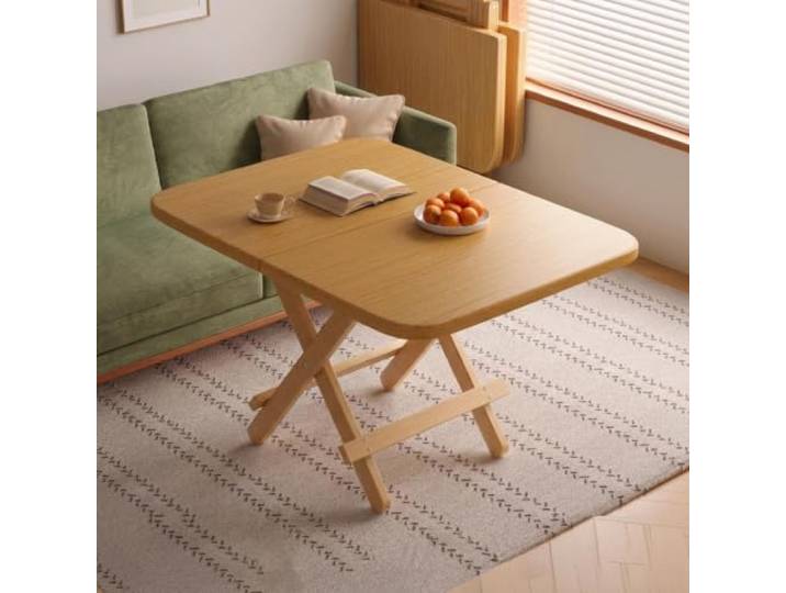 Rechteckiger Klapptisch Massivholz Platzsparend 4 Größen 120cm Klappbarer Esstisch aus Kiefernholz für Camping(120x60x72cm/47.2x23.6x28.3in)