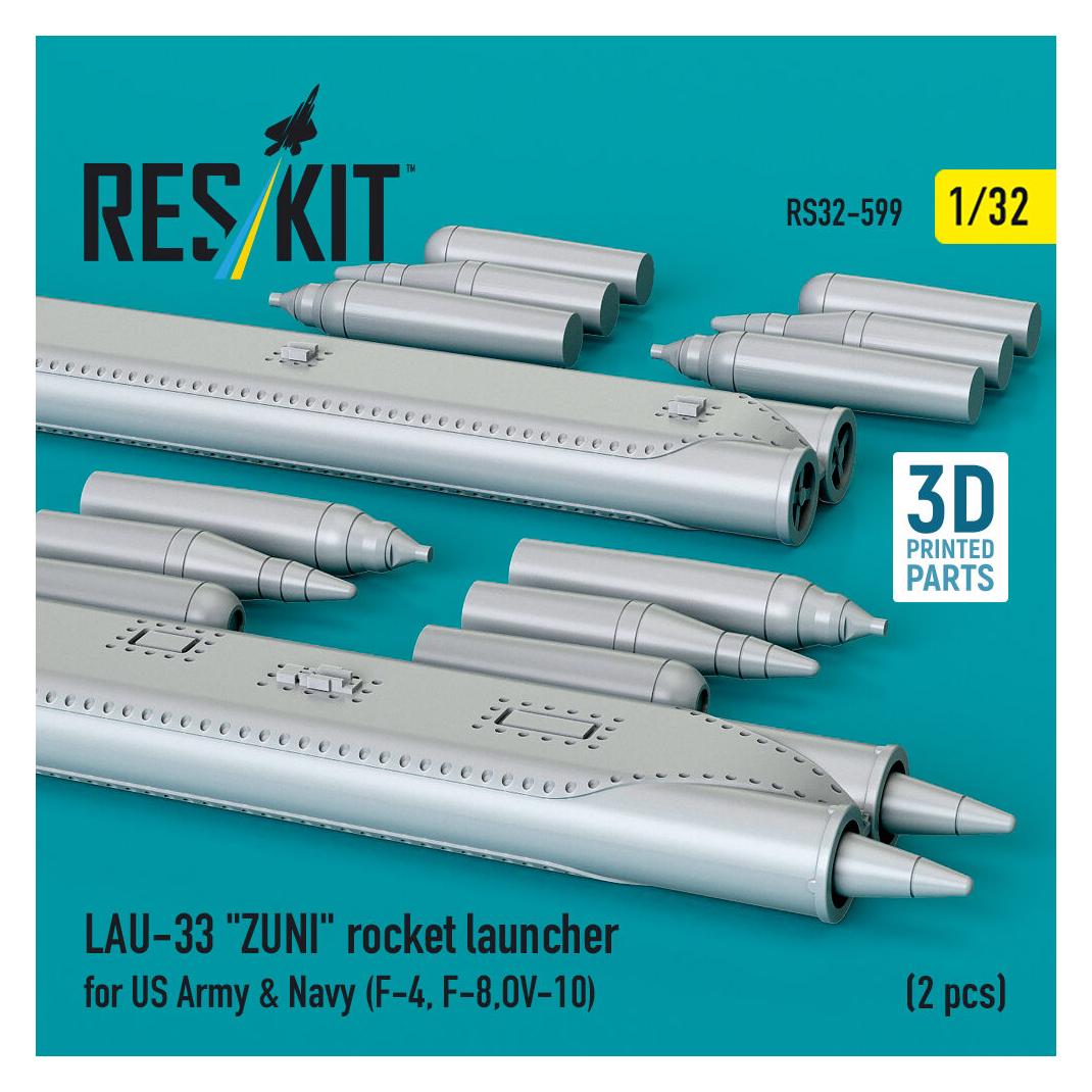 ResKit LAU-33 ZUNI rocket launcher for US Army & Navy (2 pcs) (F-4, F-8, OV-10) (3D Printed) (RS32-0599)