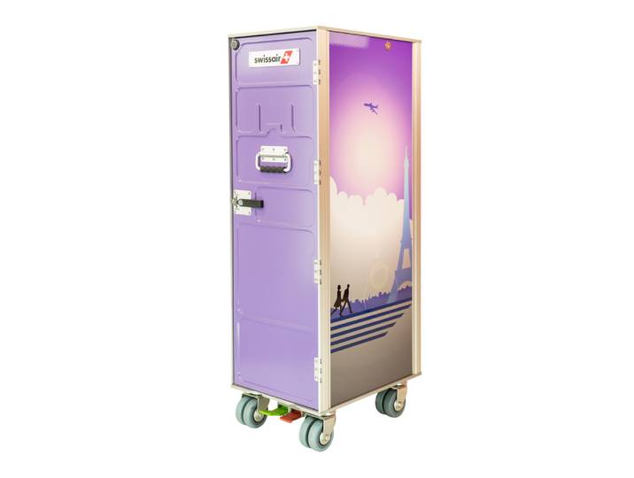 Airline Trolley Swissair, Aviatik-shop, violettblau/silber/dunkelviolett, Aluminium