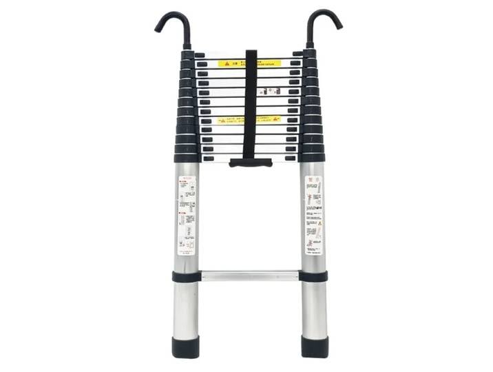 Échelle Télescopique Portable en Alliage d'Aluminium de 2m et 2.6m, Crochet de Levage Pliable, Pédale Simple, pour l'Intérieur et l'Extérieur