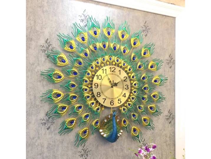 Horloge Murale de Restaurant Peacock, Art Mural pour Salon, Horloge Murale de Luxe, Esthétique Moderne, Horloge Murale Silencieuse, Décoration Intérieure