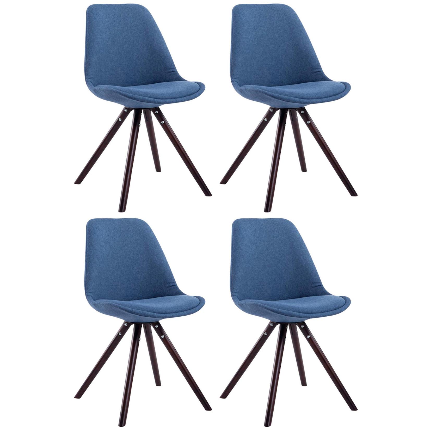 CLP 4er Set Stühle Toulouse Stoff Cappuccino Rund - Farbe: blau, Gestellfarbe: cappuccino