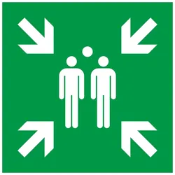 Evakuierungsschild „Sammelplatz zur Evakuierung“ 150×150 mm, PVC, nachleuchtend