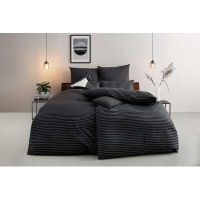 Bettwäsche BRUNO BANANI "Jassen mit feinen Querstreifen", schwarz (schwarz, grau), B/L: 135cm x 200cm, 1 Stk., 1 Stk., Renforcé, B/L: 40cm x 80cm, 2, Renforcé, Obermaterial: 100% Baumwolle, Bettwäsche, Bettwäsche, moderne Streifen-Bettwäsche,...