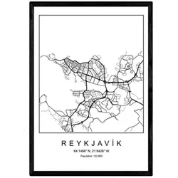 POSTER Reykjavik Skandinavischen Stil A3 Rahmenlos