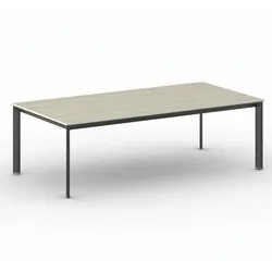 Konferenztisch PRIMO INVITATION 240x120 cm, schwarzes Metallgestell, Eiche natur