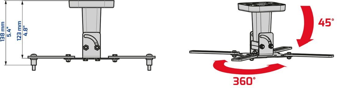 Supporto videoproiettore Meliconi 480804BA Da Soffitto Pro 100 White