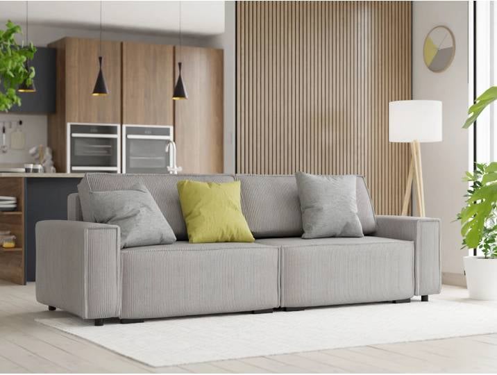 Hellgraue 3-Sitzer Schlafsofa SMART