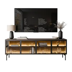 TV-SCHRANK LINEA LOFT mit LED-Beleuchtung Eiche + Schwarz