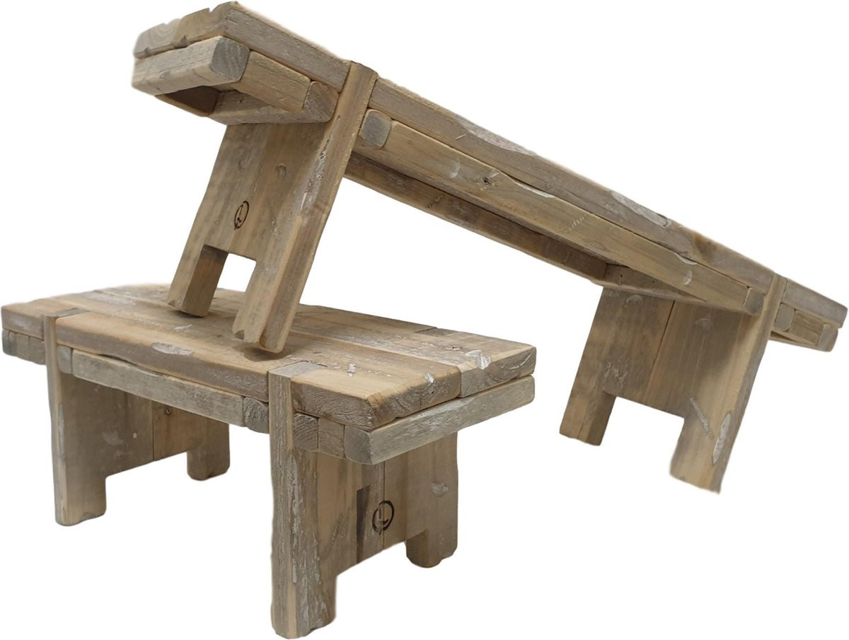 Inspiring Minds Bruin houten vensterbank bankje als decoratieset