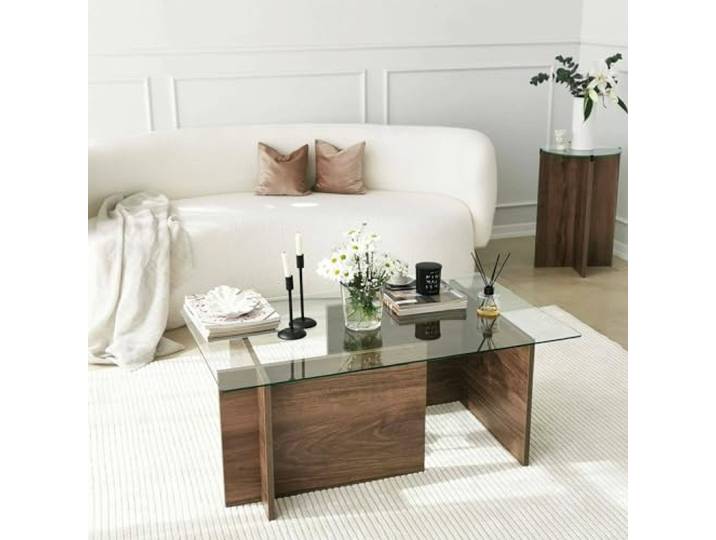 Dmora Couchtisch Asellus 105x65x40h cm Braun, mit Ablage