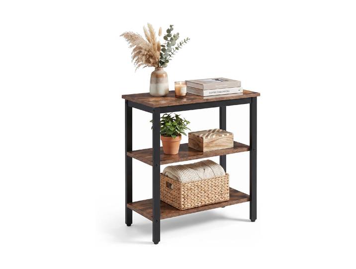relaxdays Beistelltisch 60 x 61 cm, Schwarz/Braun