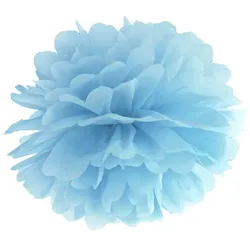100x Pompon aus Seidenpapier, hell-nebel-blau, 25cm