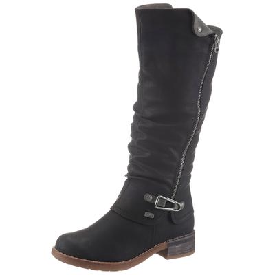 Winterstiefel RIEKER, Damen, Gr. 41, Warmfutter, Varioschaft, schwarz, Nubuklederimitat, used, Schuhe Damenschuh Stiefel Winterstiefel Bikerstiefel, Langschaftstiefel, Warmfutter, mit Rieker TEX Membran, Topseller