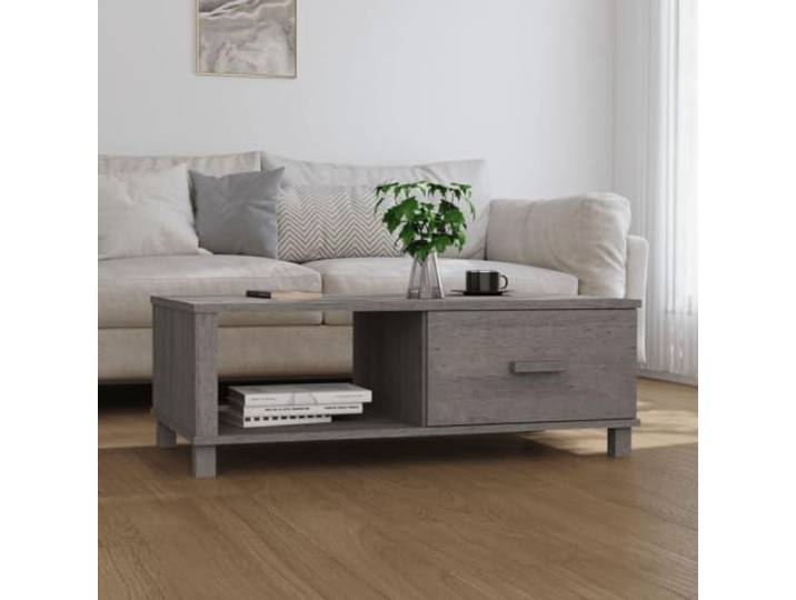 ROMHZKS Massiver Kiefernholz Couchtisch mit Schublade und Fach - Wohnzimmertisch aus Holz für Stauraum und Dekoration
