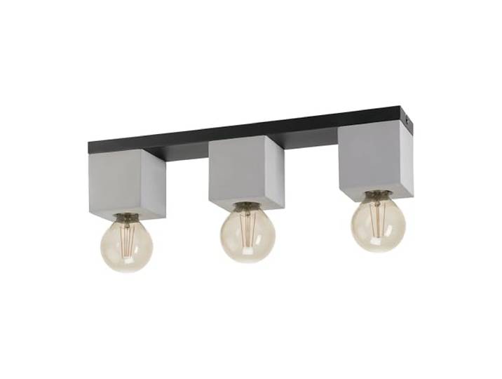 Eglo Luminaire plafonnier Prestwick 3 à 3 flammes\, lustre salon au style industriel en béton gris et métal noir\, lampe de plafond pour chambre à coucher\, douille E27