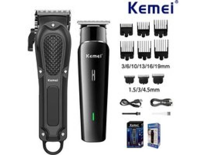 Kemei Elektrische Tondeuse Set UBS Oplaadbare Baardtrimmer Mannen Krachtige Elektrische Tondeuse Trimmen Tool KM-1071,1115, Kit
