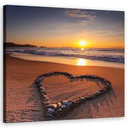 WANDBILD herz liebe strand